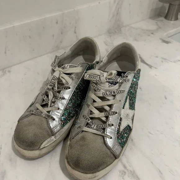 Golden Goose Glitter Sneakers - Silver Blue and Green - Picture 3 of 7